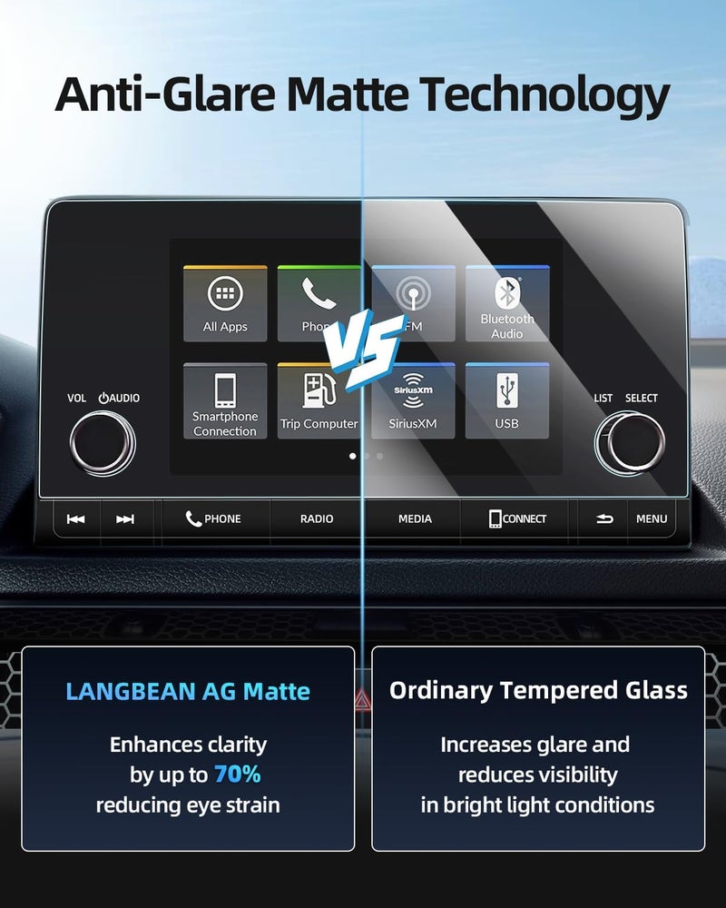 LANGBEAN Screen Protector for 2023-2025 2026 Honda Civic (LX/EX/EX-L/Sport/Sport Hybrid), 7 inch Matte Anti-Glare Infotainment Touchscreen,11th Gen, 9H Tempered Glass 2025 Honda Civic Accessories HD/Anti-Fingerprint - Image 3